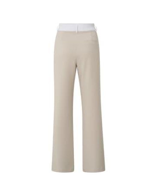 Yaya Natural Woven Flared Trousers With High Waist