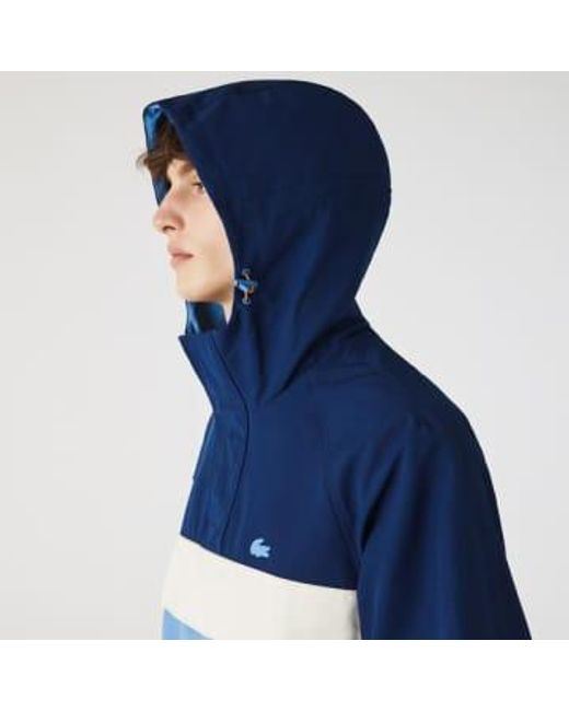 Hooded Colourblock Smock Pullover Jacket di Lacoste in Blue da Uomo