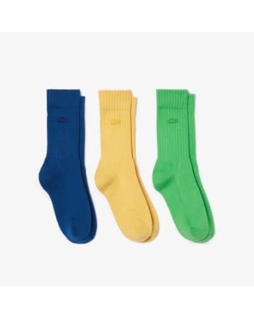 Lacoste Blue Pack Of 3 Organic Cotton Unisex Socks 35-38