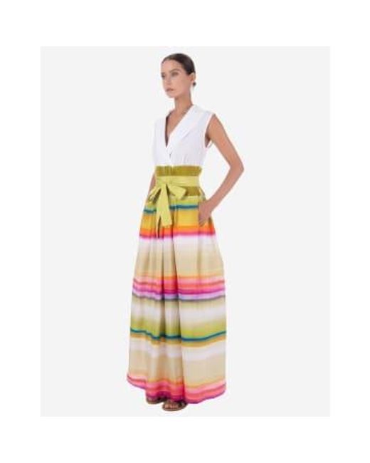 Sara Roka White Aretty shirt style multi -stripe long dress col: multi,