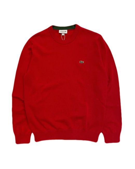 Lacoste Cotton Crew Neck Sweater Red for Men | Lyst