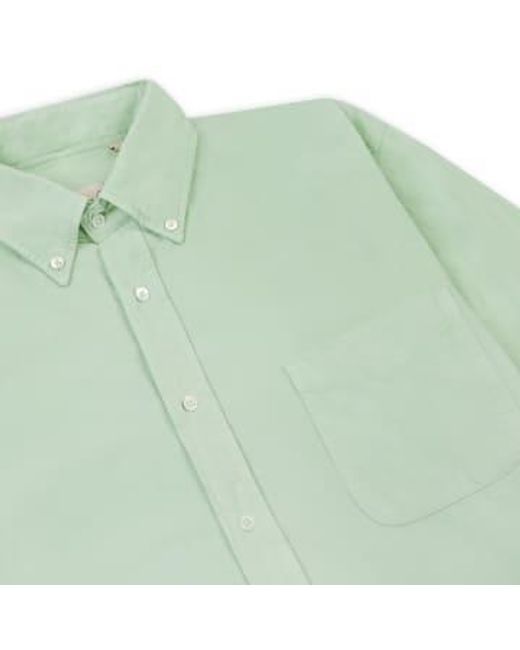 Burrows and Hare Green Button Down Baby Cord Shirt for men