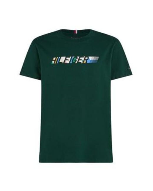 T Shirt For Man Mw0Mw34419 Mbp di Tommy Hilfiger in Green da Uomo