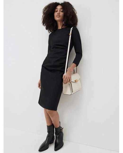 Marella Black Iguana Ruched Side Midi Dress