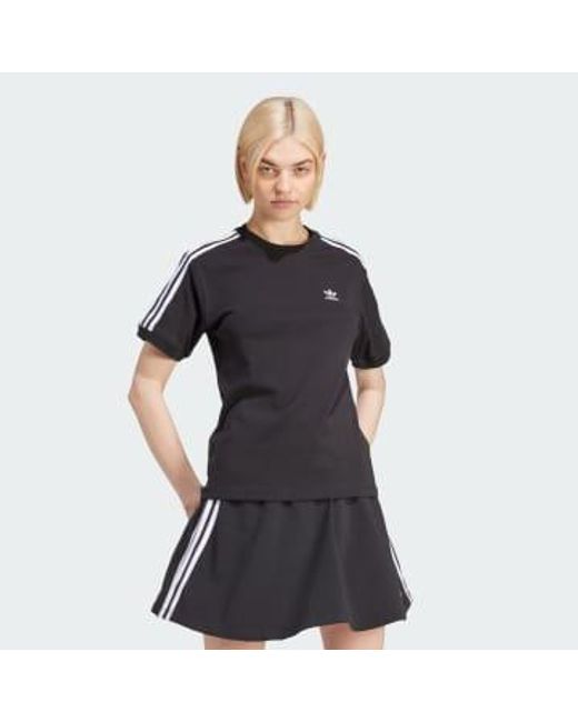 Originals 3 Stripe Womens T Shirt di Adidas in Black