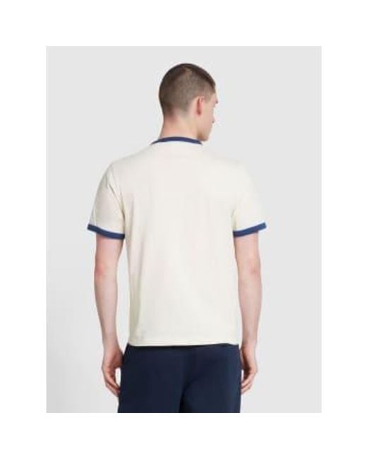 Farah Natural Cream And Navy Blue T-shirt M for men