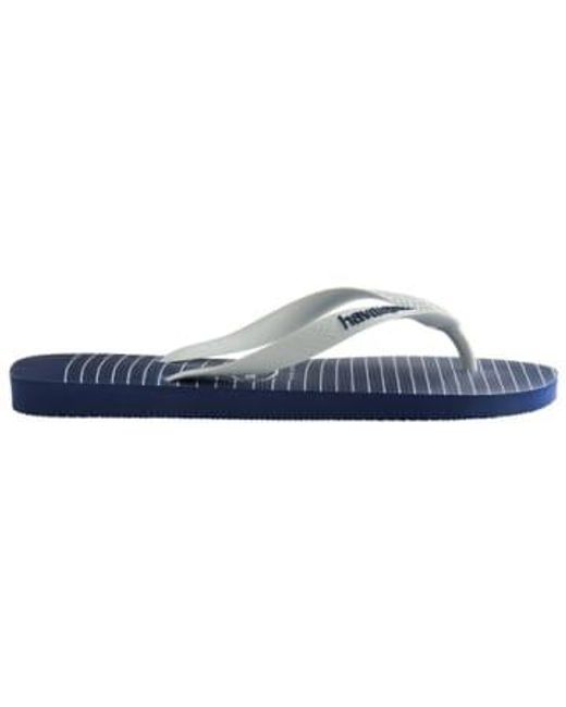 Havaianas Blue Navy And White Nautical Top Flip Flops 43/44 /