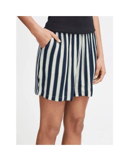 Ichi Blue Marrakech Striped Navy Shorts L