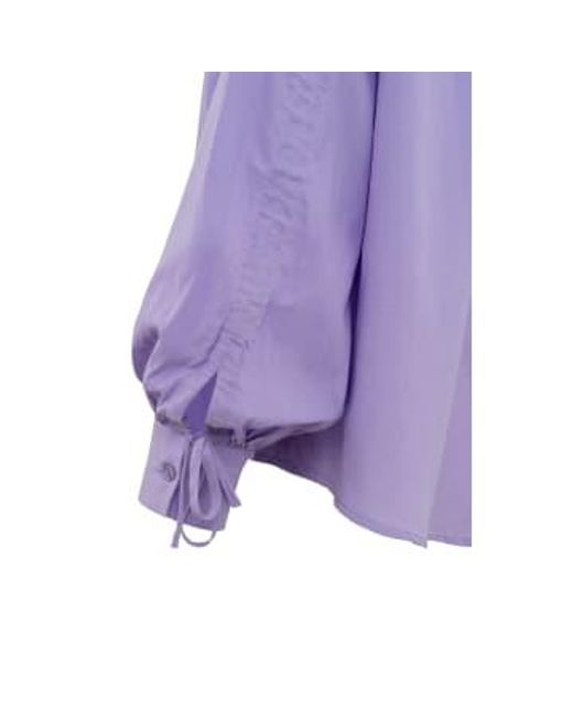 Blusa gran tamaño con collar mangas largas hojaldre Yaya de color Purple