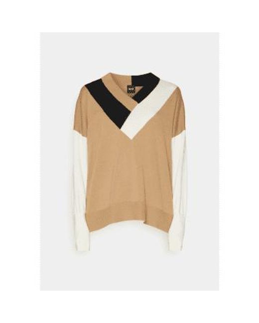 Boss Natural Floricana V Neck Iconic Jumper Col: 988 Sand, Size: Xs Xs