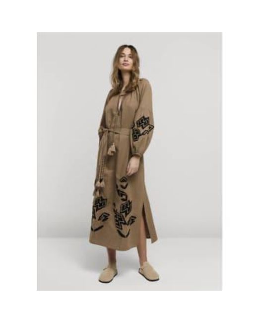 Summum Natural Long Cotton / Linen Dress With Embroidery 34
