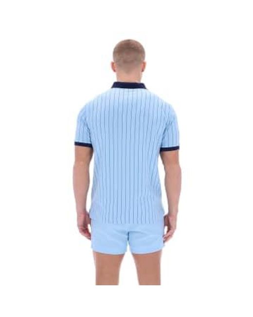 Fila Blue Bb1 Classic Vintage Stripe Polo Shirt Medium for men
