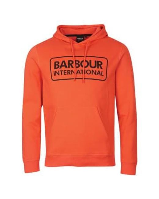 Barbour International Pop Over Hoodie Intensives Orange für Herren