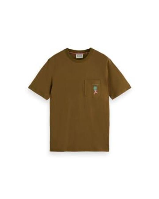 Scotch & Soda Green Khaki Chest Pocket T Shirt Xx Large / for men