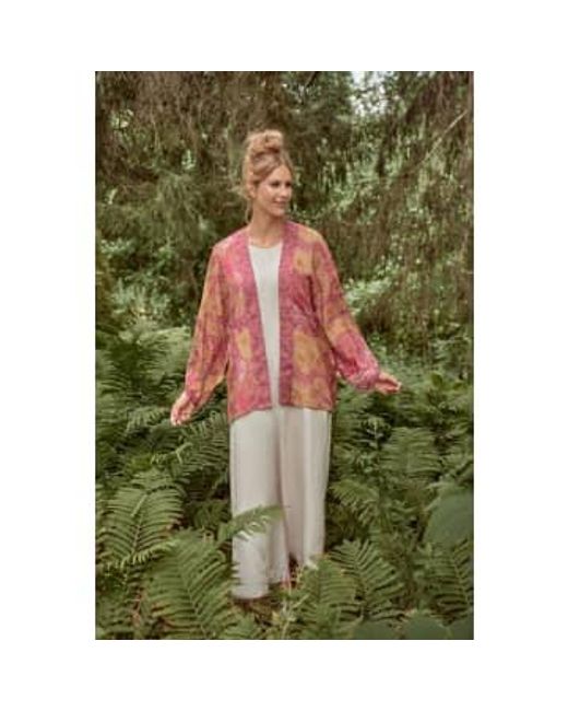 Powder Pink Tropical Toile Kimono Jacket