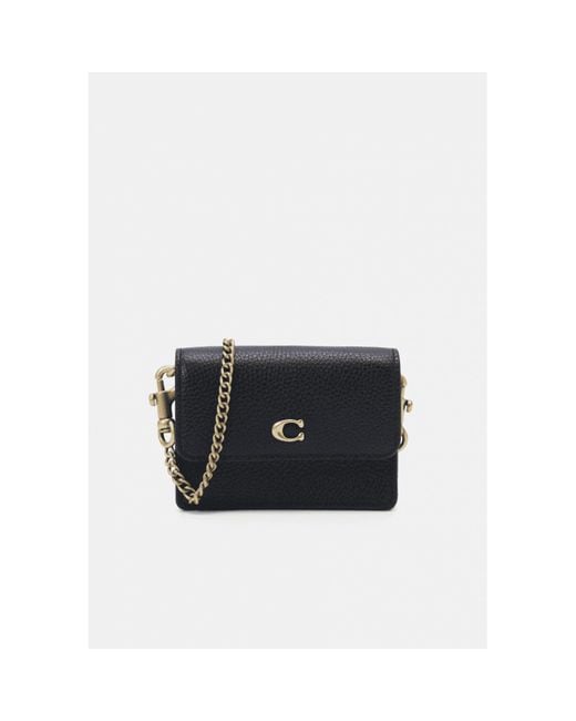 COACH Half Flap Card Case With Chain Size: Os, Col: Black