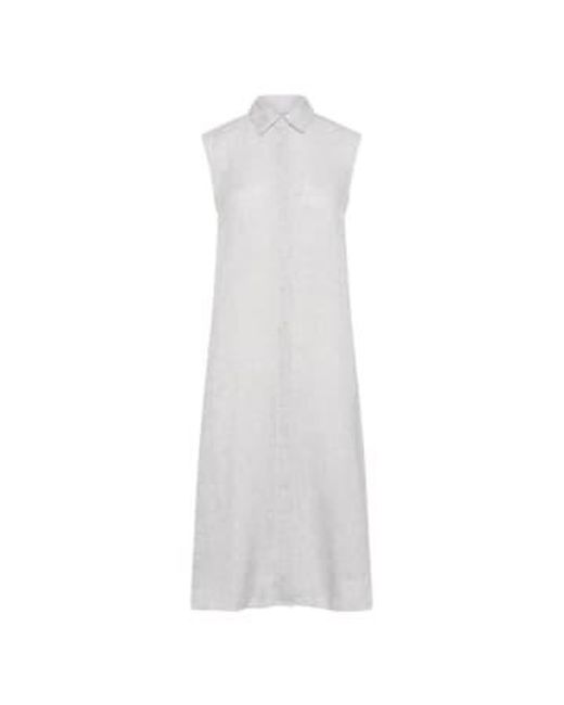 Cashmere Fashion White 0039italy Linen Dress Lina Sleeveless M / Blau