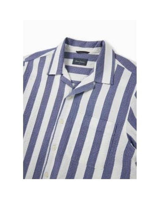 Oliver Sweeney Blue S Ravenshead Stripe Short Sleeve Shirt S for men