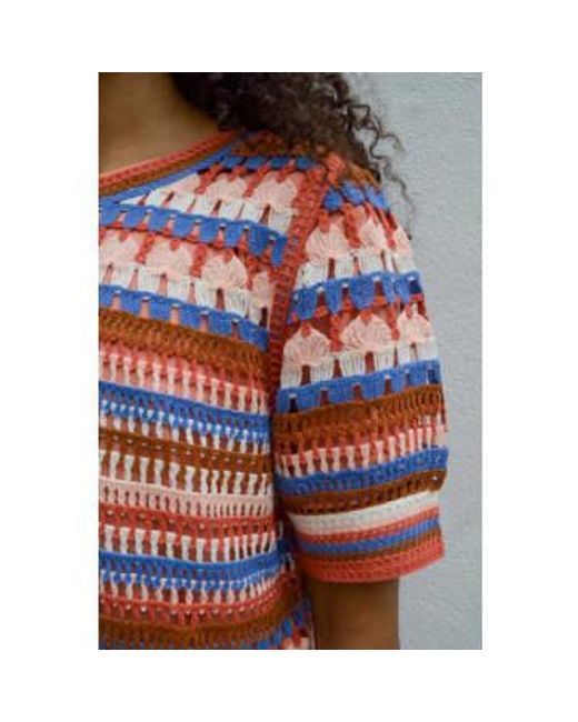 Yerse Multicolor Multicolour Tile Crochet Sweater L