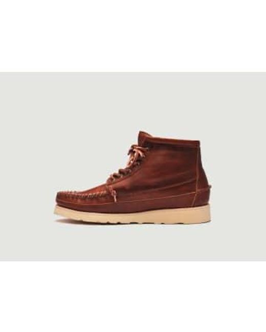Sebago Brown Seneca Leather Derbies Boots 7 for men