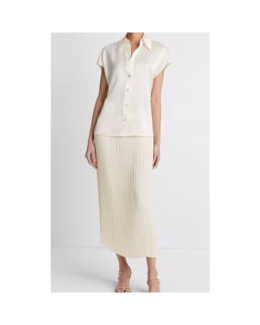 Vince White Cap-sleeved Ruched Blouse S / Chiffon