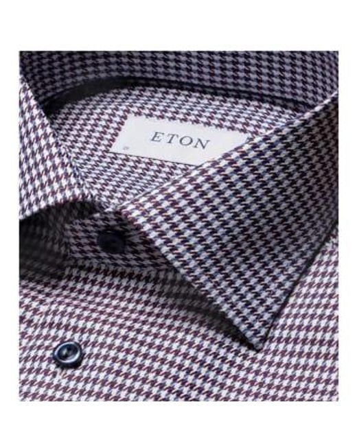 Eton of Sweden Purple Contemporary Fit Hounds Tooth Check Platter Shirt 42 for men
