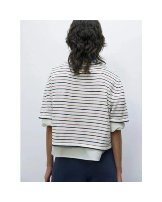 Cordera Blue Cotton Striped T-shirt Ceruleo One Size