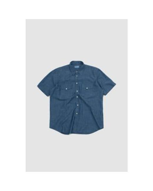 Universal Works Blue Western Garage Shirt Chambray S for men