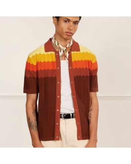 Percival Red Gum Drop Knitted Shirt Umber M for men