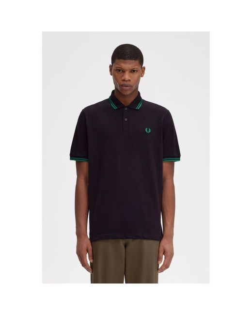 Fred Perry Black And Green M12 Made In Britain Polo Shirt for Men | Lyst