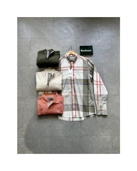 Barbour Gray Harris Tailored Shirt Glenmore Olive Small for men
