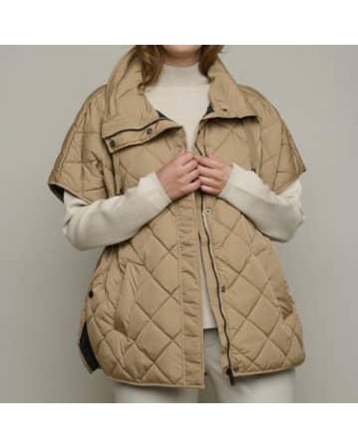 Rino & Pelle Natural Camel Alane Quilted Cape Jacket 34/uk6
