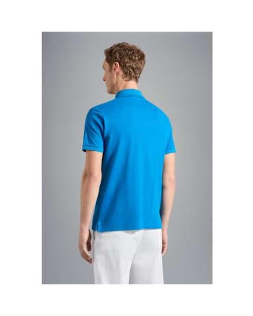 Paul & Shark Blue Organic Cotton Piqué Polo With Iconic Badge Small for men