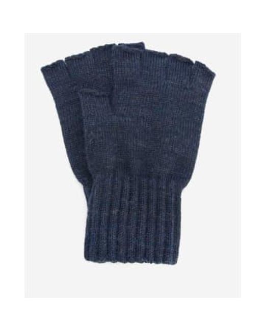 Barbour Blue Navy Fingerless Gloves S for men