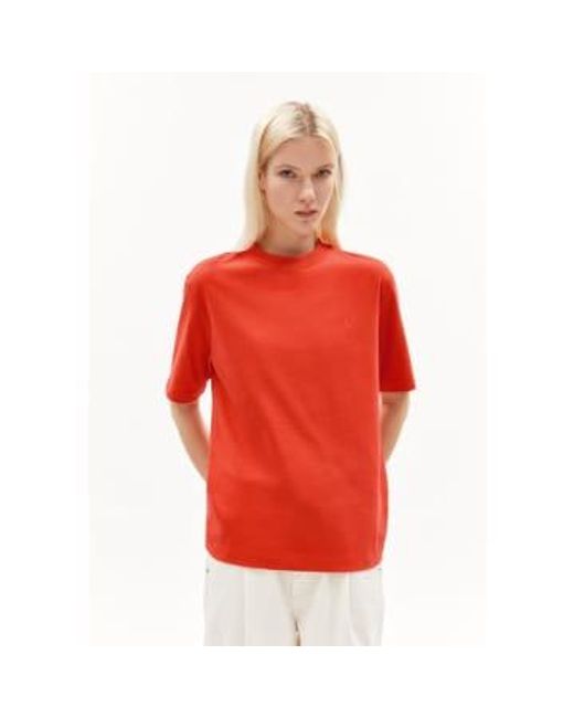 ARMEDANGELS Red Tarjaa poppy schwergewichts-t-shirt