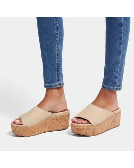 Eloise Cork Wrap Wedge Slides Stone Stone 3 di Fitflop in Brown