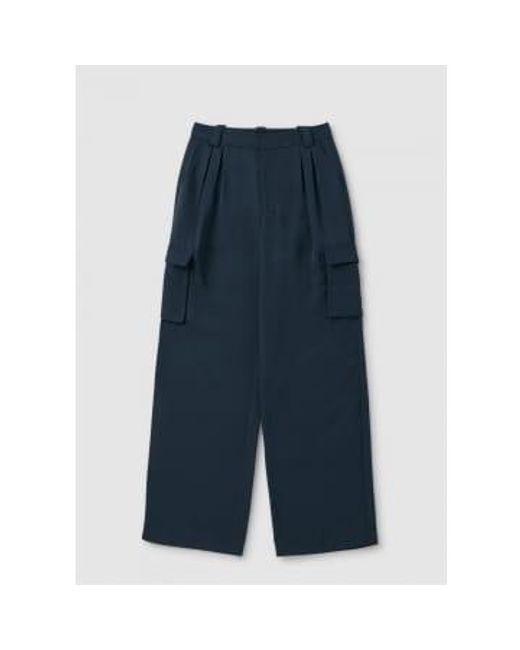Rails Blue S Harlow Satin Cargo Trousers