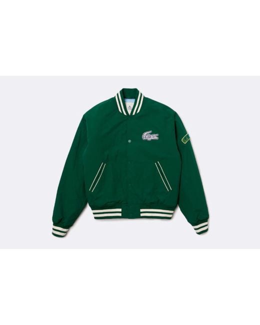 Lacoste L!ve University Bomber Green White For Men Lyst