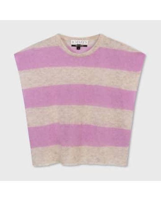 10Days Purple Tee Thin Knit Stripes