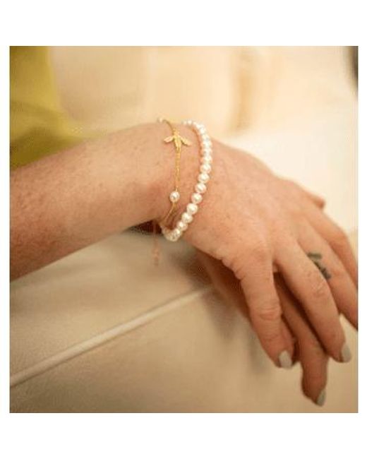 Claudia Bradby Metallic Plated Pearl Flying Bee Bracelet /