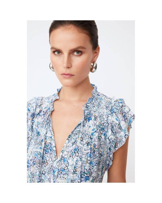 Suncoo Luce Floral Blouse in Blue | Lyst
