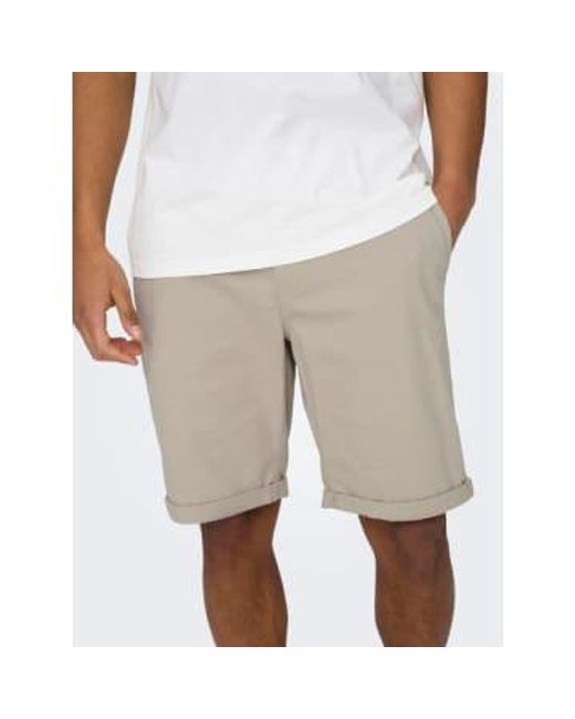 Only & Sons Gray Peter Chino Shorts Lining for men