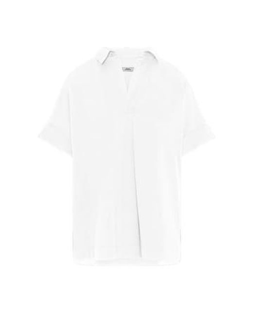 0039italy blusa lino derry brazo corto Cashmere Fashion de color White