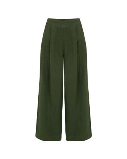 120% Lino Green Trouser In Army 16
