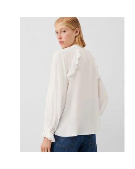 Marella White Silk Frilled Long Sleeve Blouse