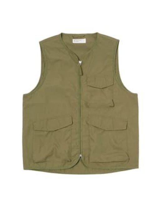 Universal Works Green Fallschirm liner gilet in nrecycling poly tech
