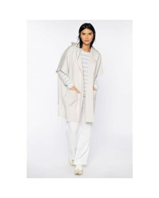 Kinross Cashmere White Double Knit Hooded Cardi