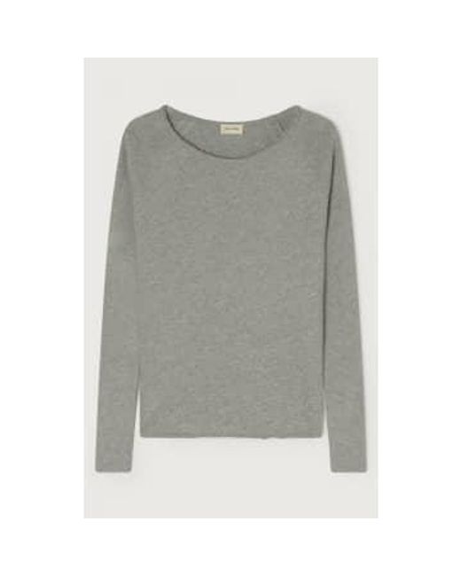 Heather Sonoma Long Sleeved Womens T Shirt di American Vintage in Gray