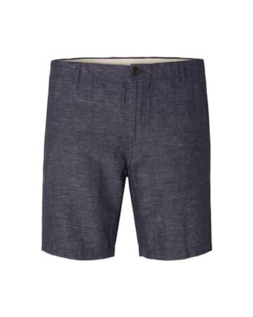 SELECTED Blue Slhregular Owen Navy Blazer Linen Shorts S for men