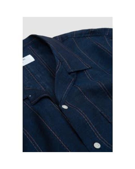 Universal Works Blue Road Shirt Stripe Linen for men